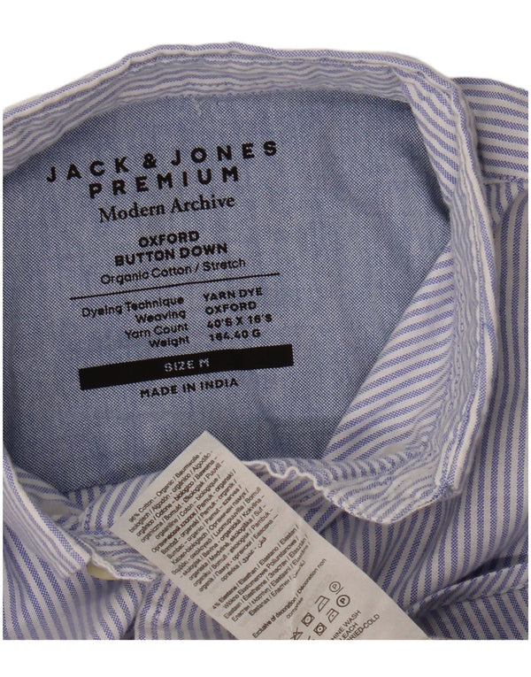Jack & Jones Mens Oxford Shirt Medium Blue Pinstripe Cotton