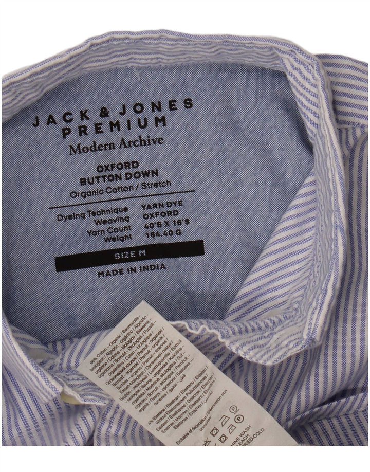 Jack & Jones Herren-Oxford-Hemd aus mittelblauer Nadelstreifen-Baumwolle