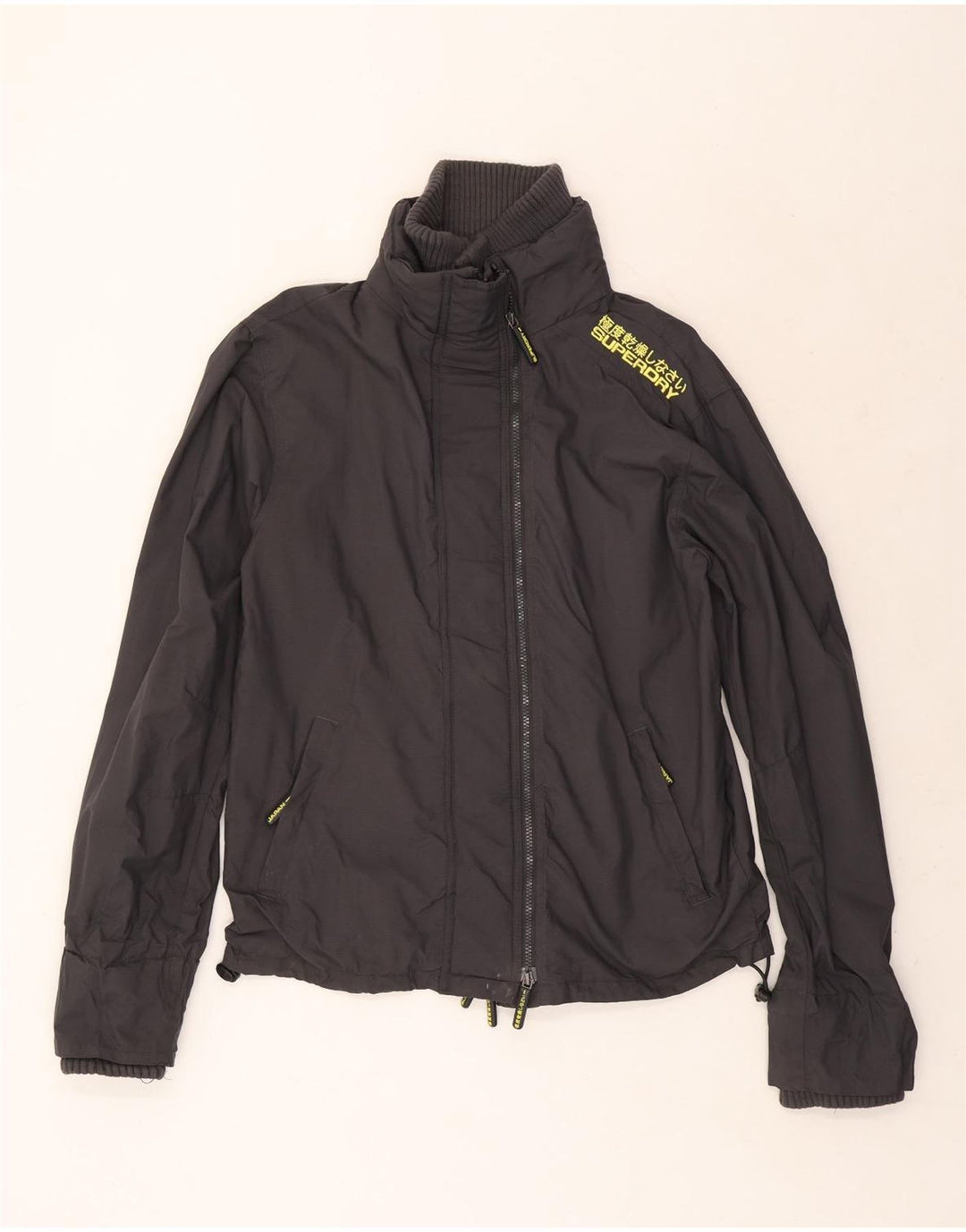 Superdry Herren-Regenjacke mit Grafik, UK 42 XL, graues Nylon