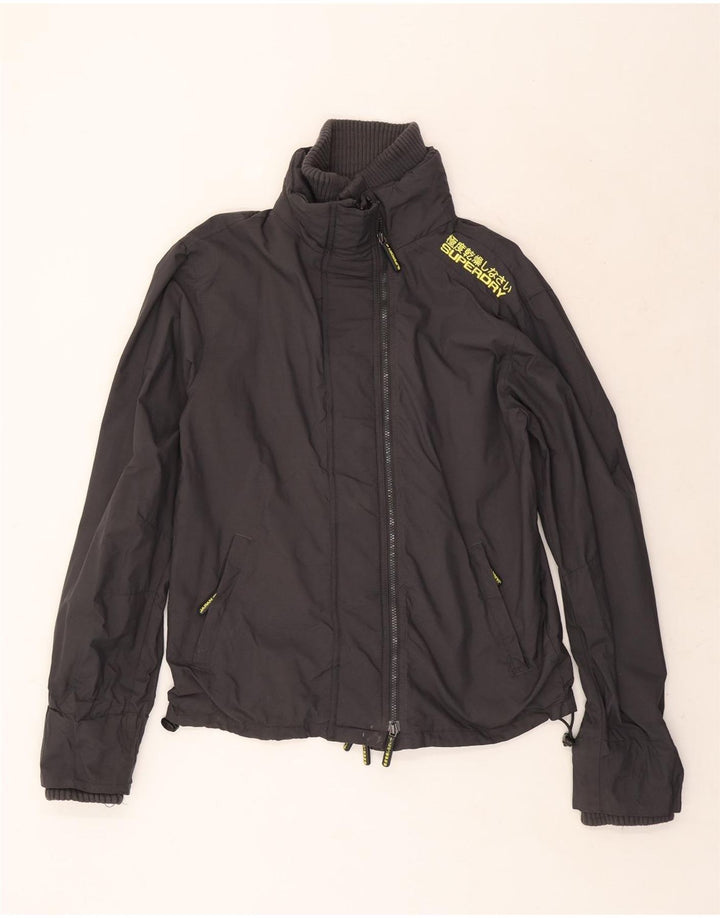 Superdry Herren-Regenjacke mit Grafik, UK 42 XL, graues Nylon