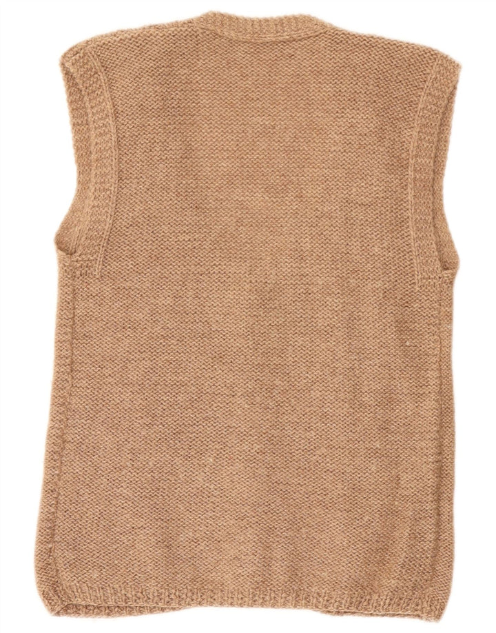 Vintage Herren Ärmelloser Cardigan Pullover Klein Beige
