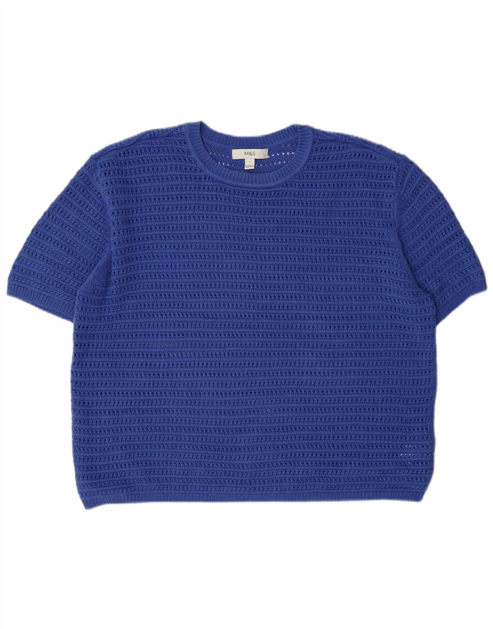 Marks & Spencer Damen-Pullover mit Rundhalsausschnitt, Gr. 40, Größe L, Blau