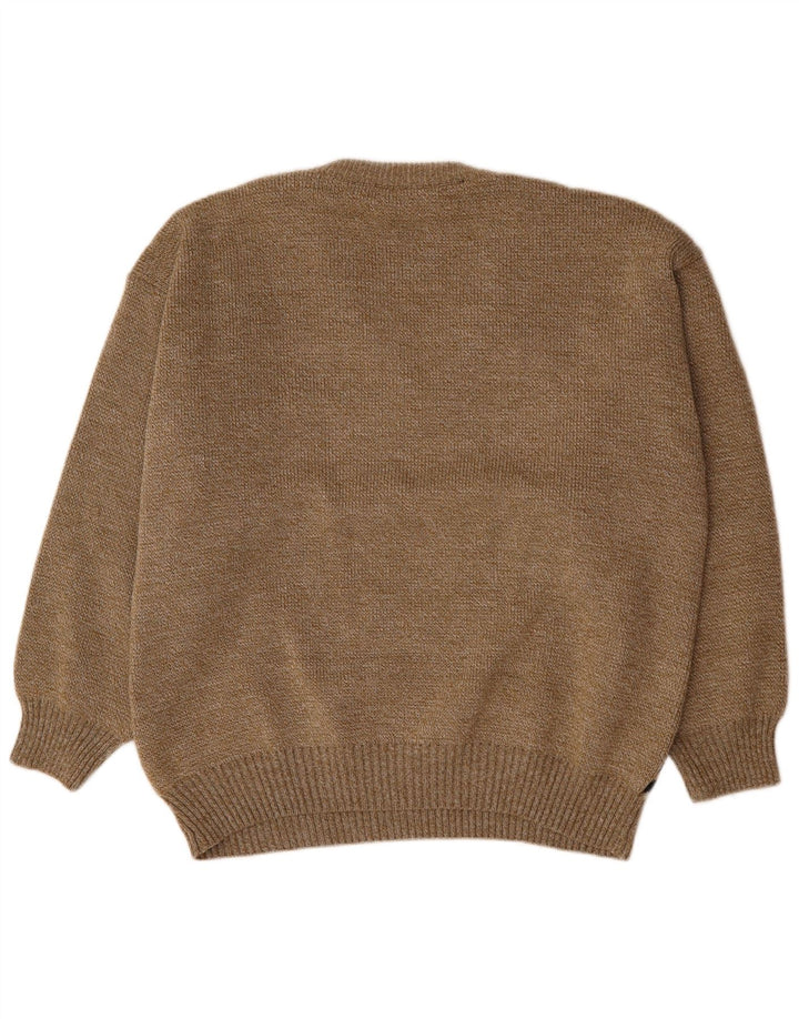 VINTAGE Herren Pullover mit V-Ausschnitt XL Braun Geometrisch
