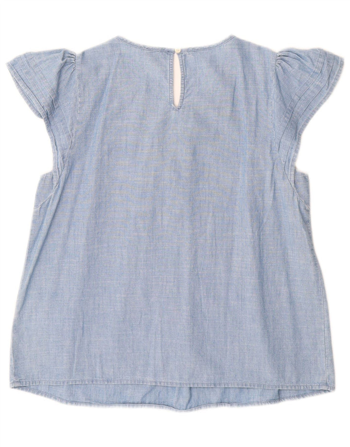 J. CREW Damen-Blusenoberteil, UK 10, Größe S, blaue Baumwolle