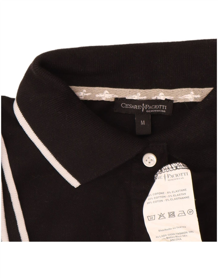 Cesare Paciotti Damen Poloshirt UK 12 Mittelschwarze Baumwolle
