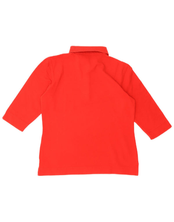 Tommy Hilfiger Damen Poloshirt mit 3/4-Ärmeln, UK 10, Größe S, Rot, Baumwolle