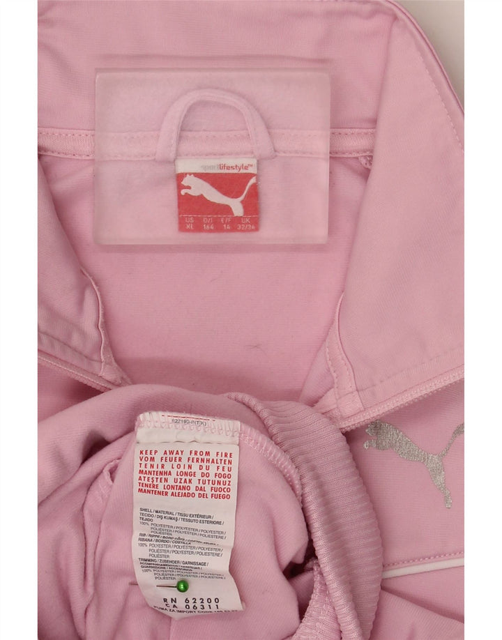 Puma Mädchen-Trainingsanzug-Top-Jacke, 13–14 Jahre, rosa gestreift, Polyester