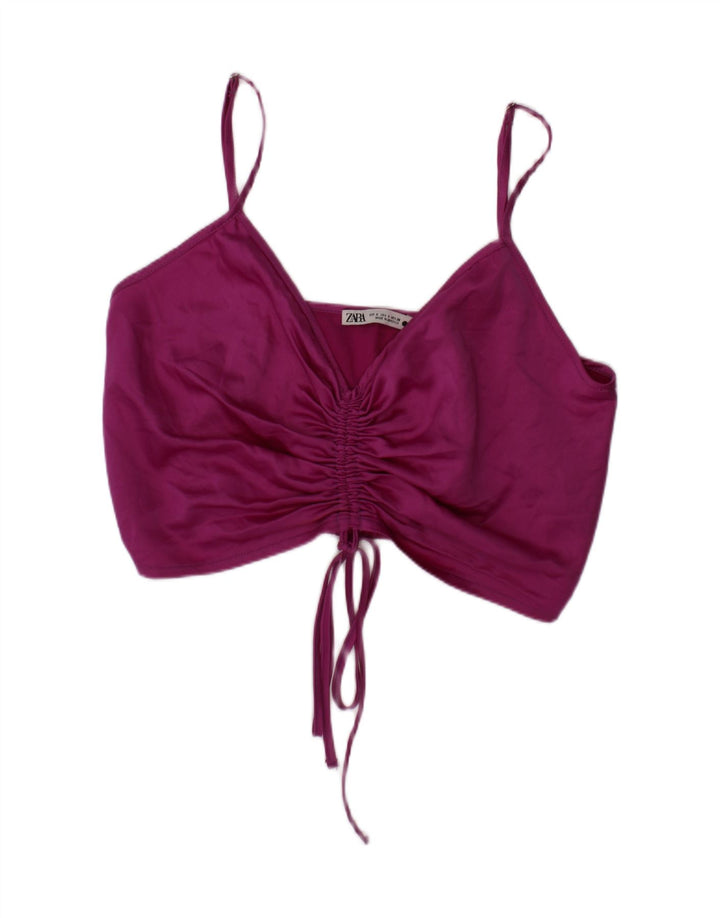 Zara Damen Crop Top Small Lila Polyester