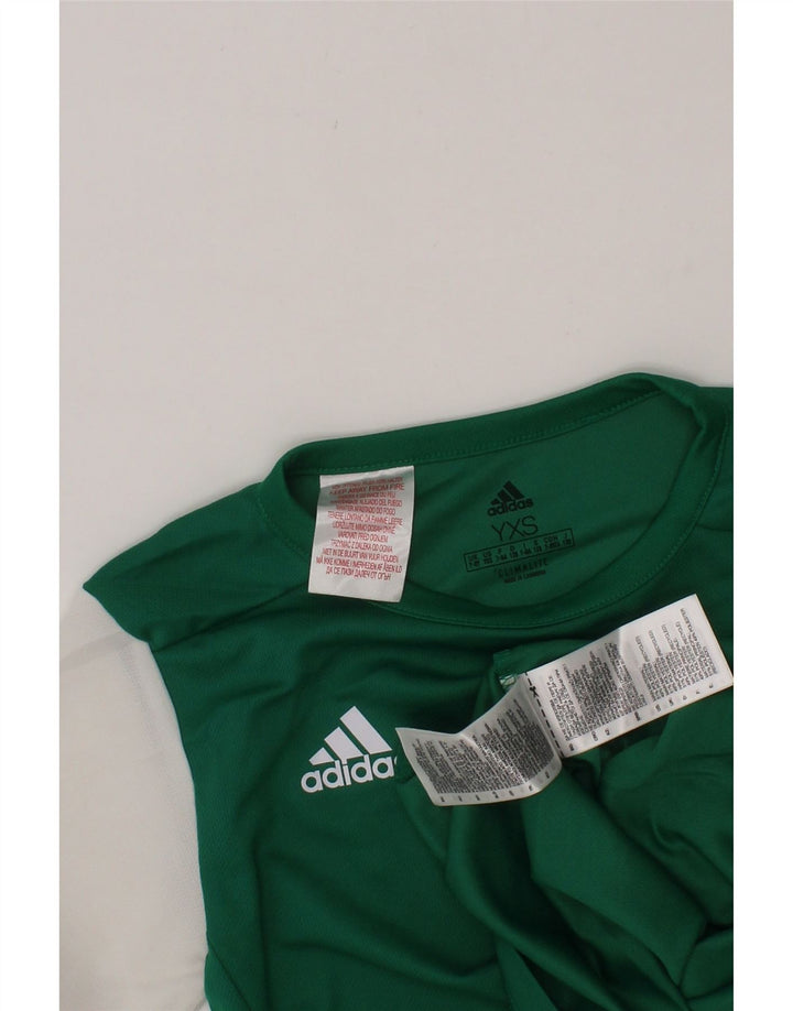 ADIDAS Boys Climalite T-Shirt Top 7-8 Years Green Colourblock Polyester Vintage Adidas and Second-Hand Adidas from Messina Hembry 