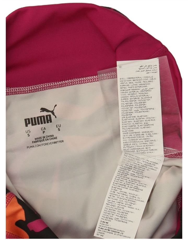 Puma Damen Leggings UK 8 Small Schwarz Camouflage Polyester