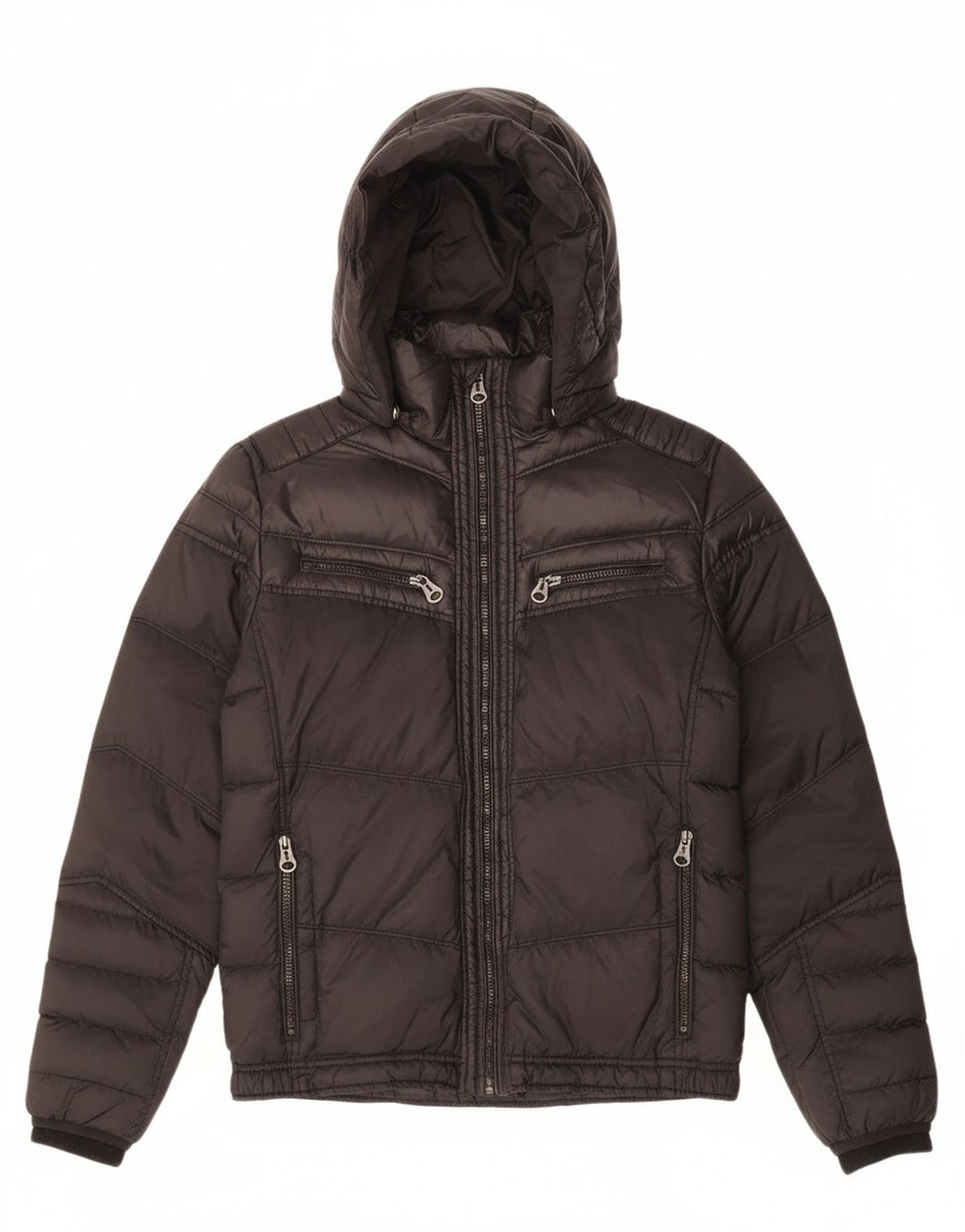 DIESEL Boys Hooded Padded Jacket 15-16 Years Black Nylon