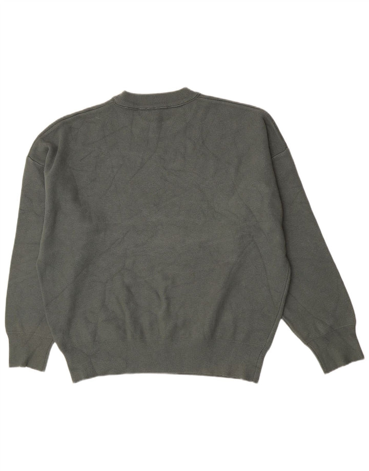 Zara Herren-Pullover mit Rundhalsausschnitt, groß, grüne Viskose