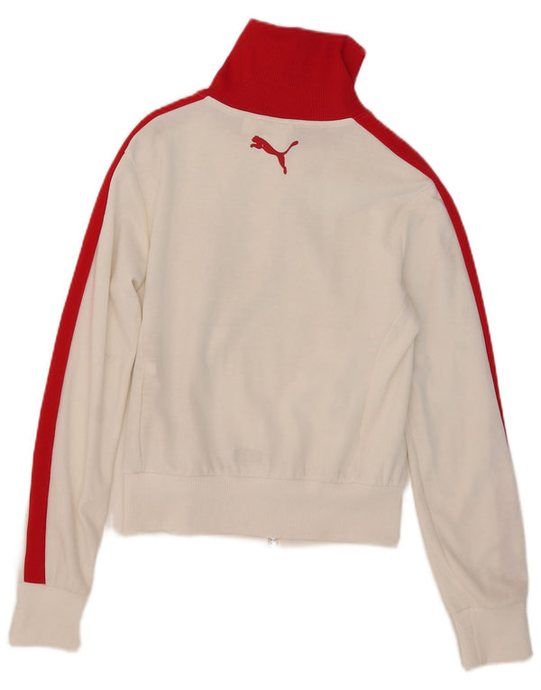 Puma Damen Crop Trainingsanzug Top Jacke UK 10 Small Weiß Farbblock