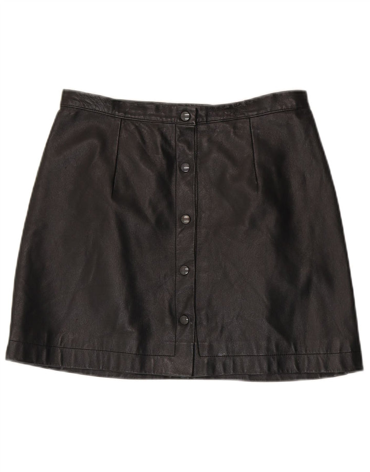 Vintage Damen Mini Lederrock W30 Medium Schwarz