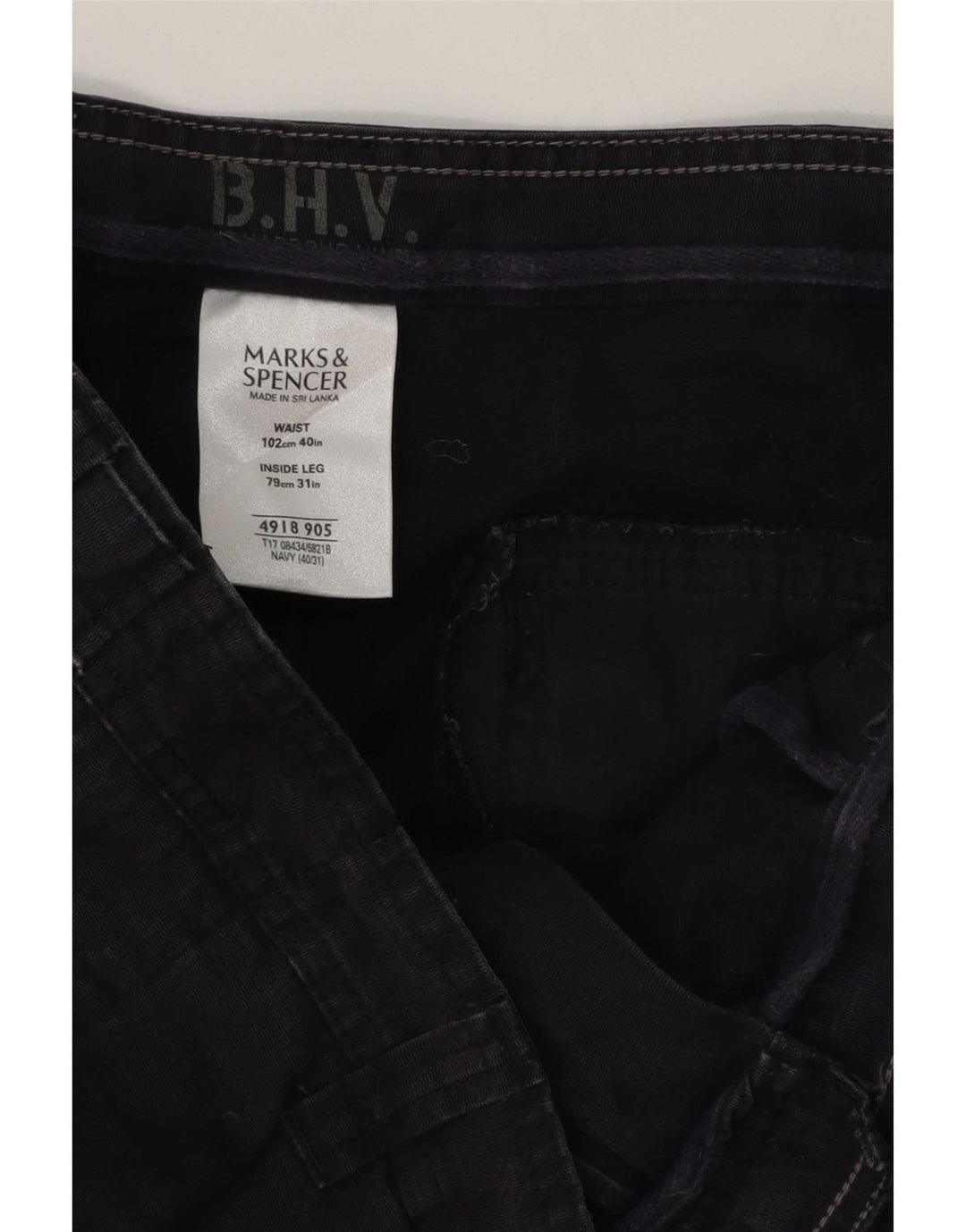 Gerade Herren-Cargohose von Marks & Spencer, Breite 40, Länge 31, Marineblau, Baumwolle