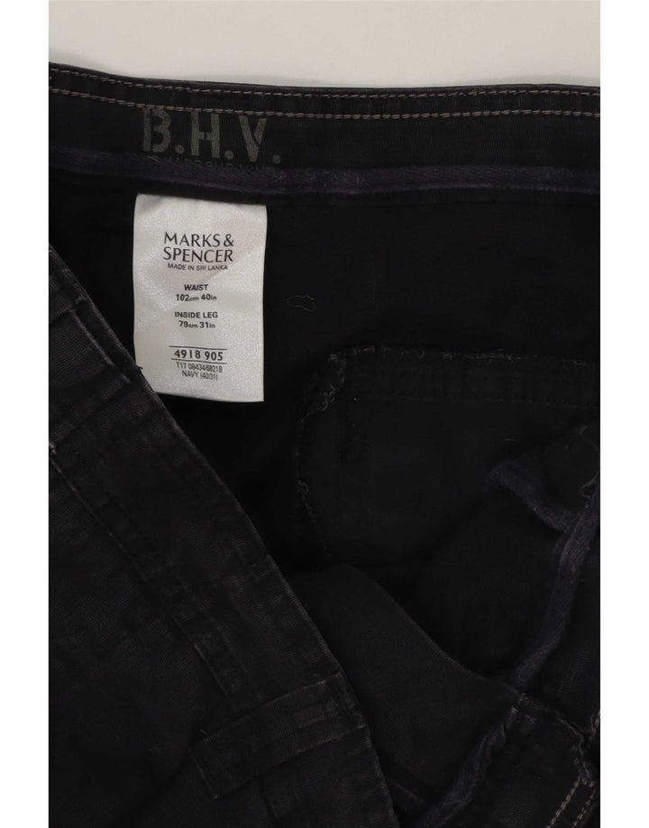 Gerade Herren-Cargohose von Marks & Spencer, Breite 40, Länge 31, Marineblau, Baumwolle
