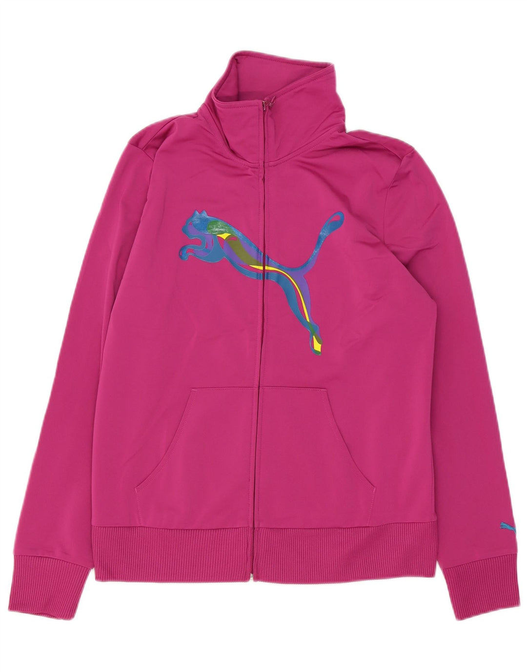 Puma Womens Graphic Trainingsanzug Top Jacke UK 16 Large Pink Polyester