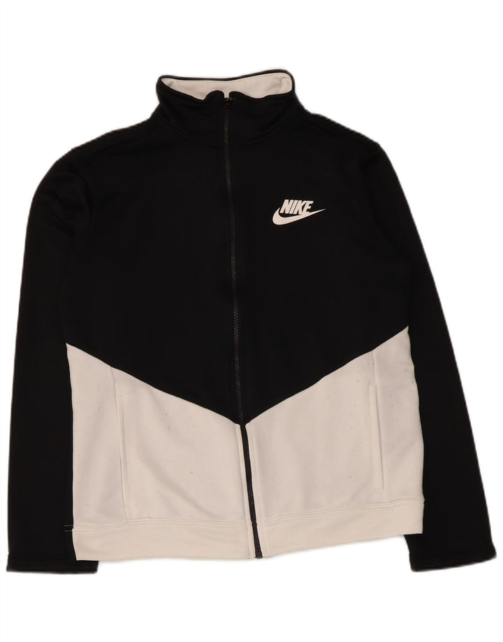 Nike Jungen-Trainingsanzug-Top-Jacke, 13–14 Jahre, XL, schwarzes Farbblock-Polyester