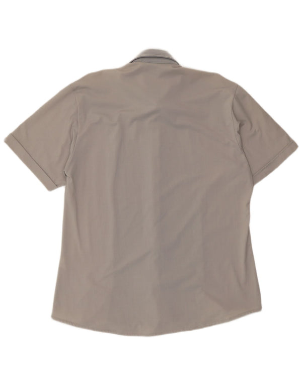 Sasch Mens Short Sleeve Shirt Large Grey Colourblock Polyester