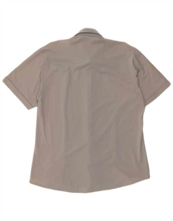 Sasch Herren-Kurzarmhemd, großes graues Colourblock-Polyester