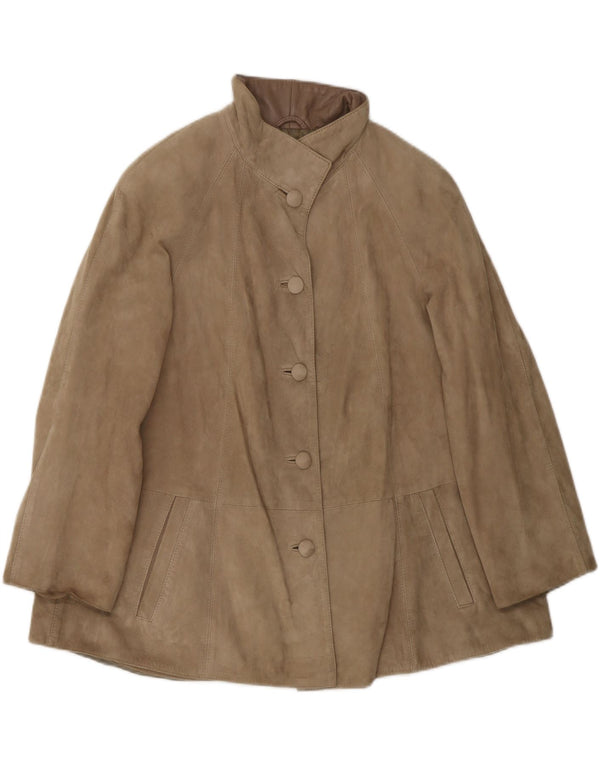 VINTAGE Damen Wildlederjacke UK 10 Small Beige Leder