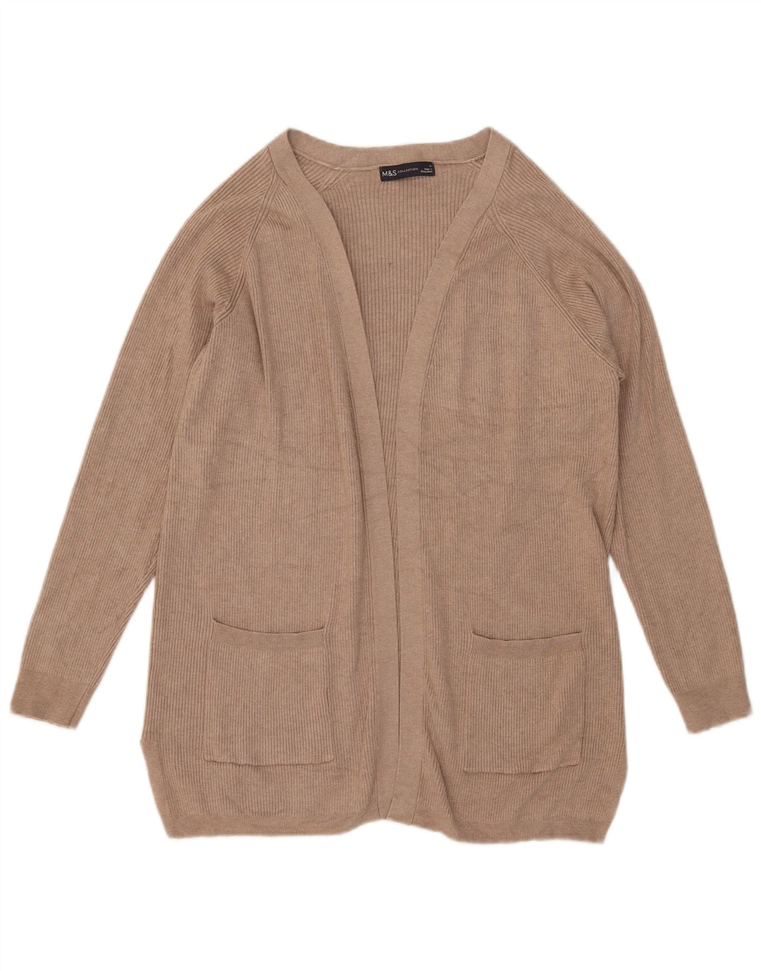 Marks & Spencer Offener Damen-Cardigan-Pullover UK 14 Mittelbeige Viskose