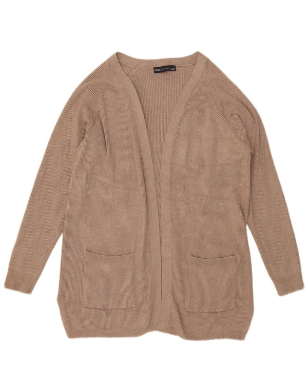 Marks & Spencer Offener Damen-Cardigan-Pullover UK 14 Mittelbeige Viskose