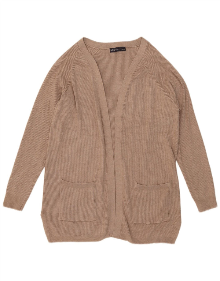 Marks & Spencer Offener Damen-Cardigan-Pullover UK 14 Mittelbeige Viskose
