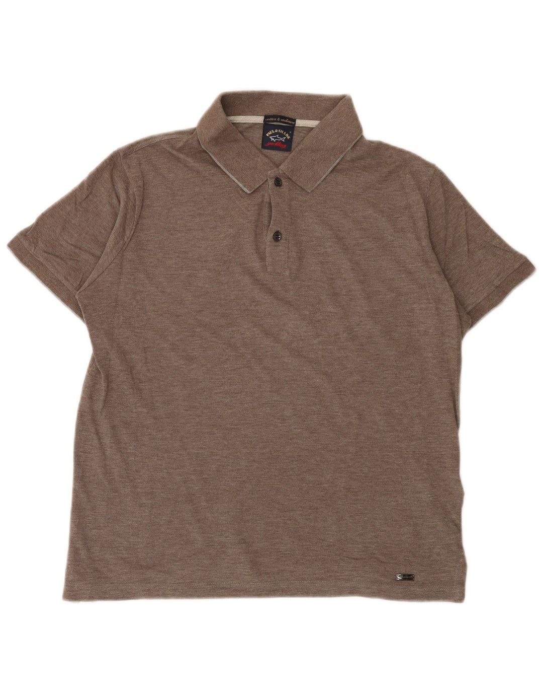 Paul & Shark Herren-Poloshirt mit normaler Passform, mittelbraune Baumwolle
