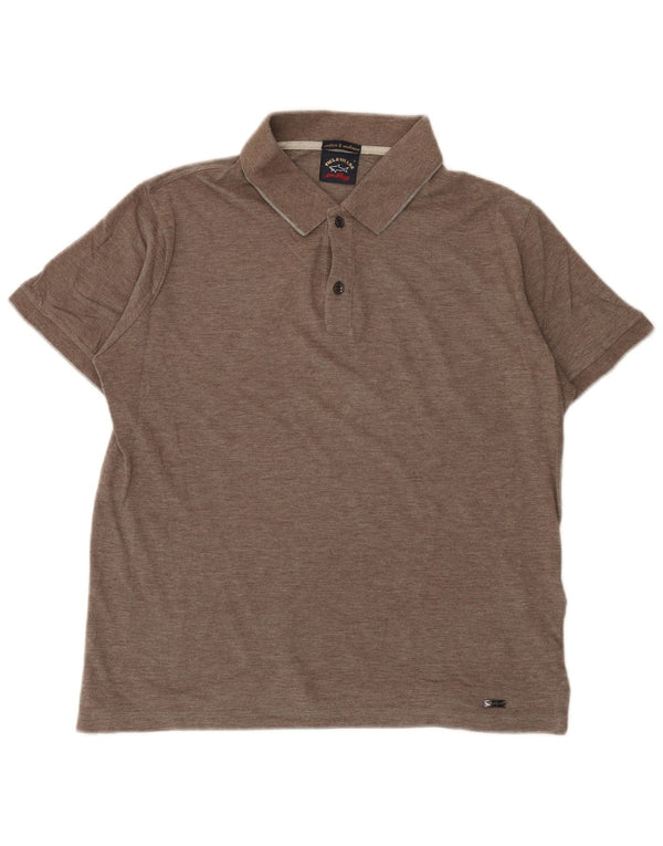Paul & Shark Mens Regular Fit Polo Shirt Medium Brown Cotton