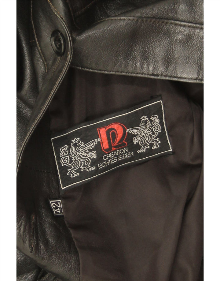 Vintage Damen Lederjacke EU 42 Großes schwarzes Leder