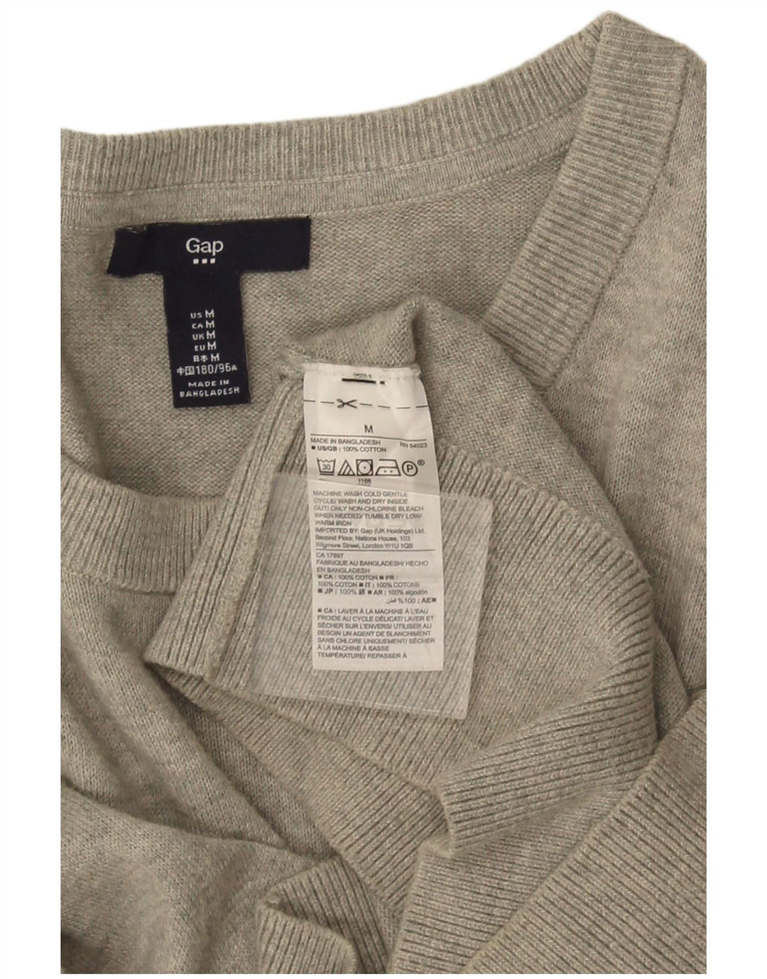 Gap Herren-Pullover mit U-Boot-Ausschnitt, mittelgrau gesprenkelte Baumwolle