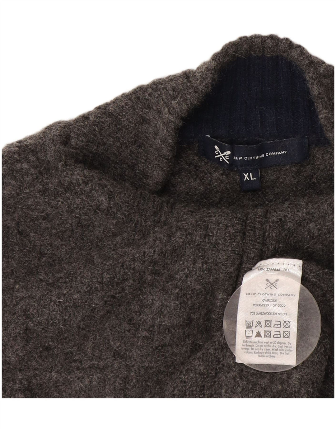 Crew Clothing Herren-Pullover mit Reißverschluss, XL, graue Wolle