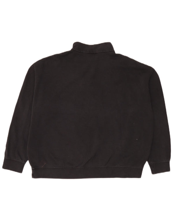 Nike Damen-Sweatshirt mit 1/4-Reißverschluss, übergroß, UK-Gr. 10, Größe S, Schwarz, Baumwolle