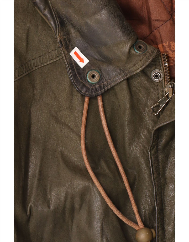 Vintage Herren Lederjacke IT 52 XL Khaki Leder