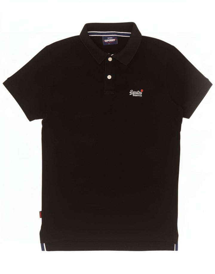 Superdry Herren-Poloshirt aus mittelschwarzer Baumwolle