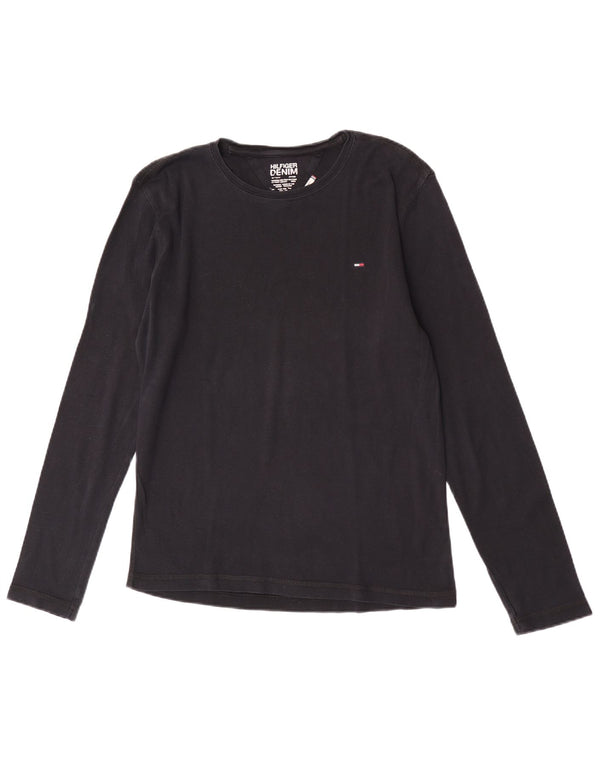 Tommy Hilfiger Damen Top Langarm UK 18 XL Schwarz Baumwolle