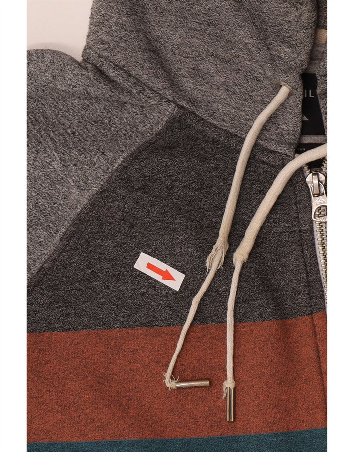 QUIKSILVER Herren-Kapuzenpullover mit Reißverschluss, mittelgraue Colourblock-Baumwolle