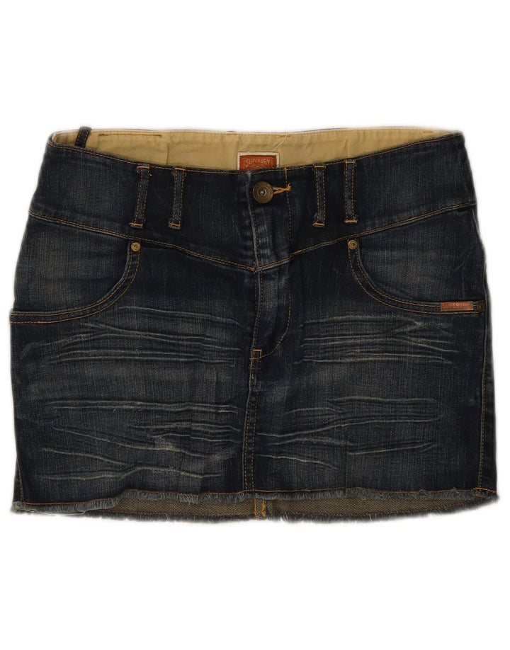 SUPERDRY Damen Mini-Jeansrock W30 mittelblaue Baumwolle
