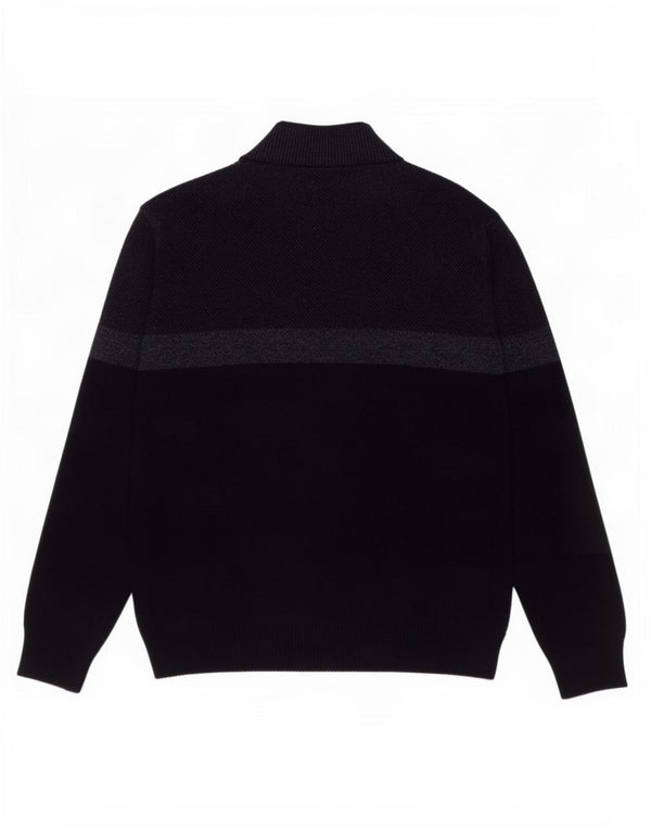 Marks & Spencer Herren-Pullover mit Reißverschluss am Hals, groß, Marineblau, Farbblock