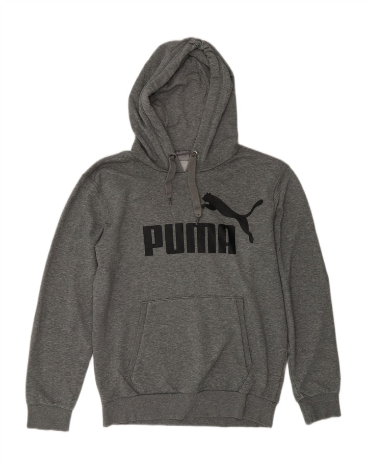 PUMA Herren-Kapuzenpullover mit Grafik, klein, grau geflecktes Polyester