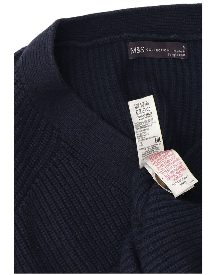 Marks & Spencer Damen-Cardigan-Pullover UK 10 Small Marineblaue Baumwolle