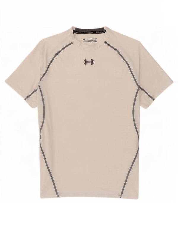Under Armour Herren Heat Gear T-Shirt Top XL Weiß Colourblock Polyester