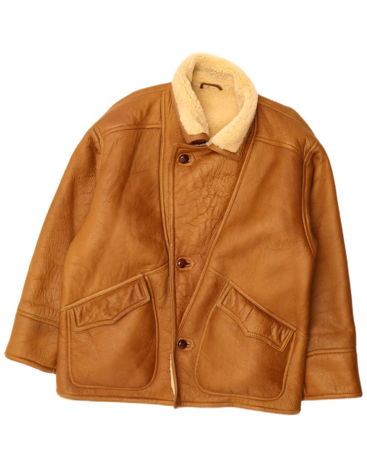 Vintage Herren Shearling Jacke UK 36 Small Beige