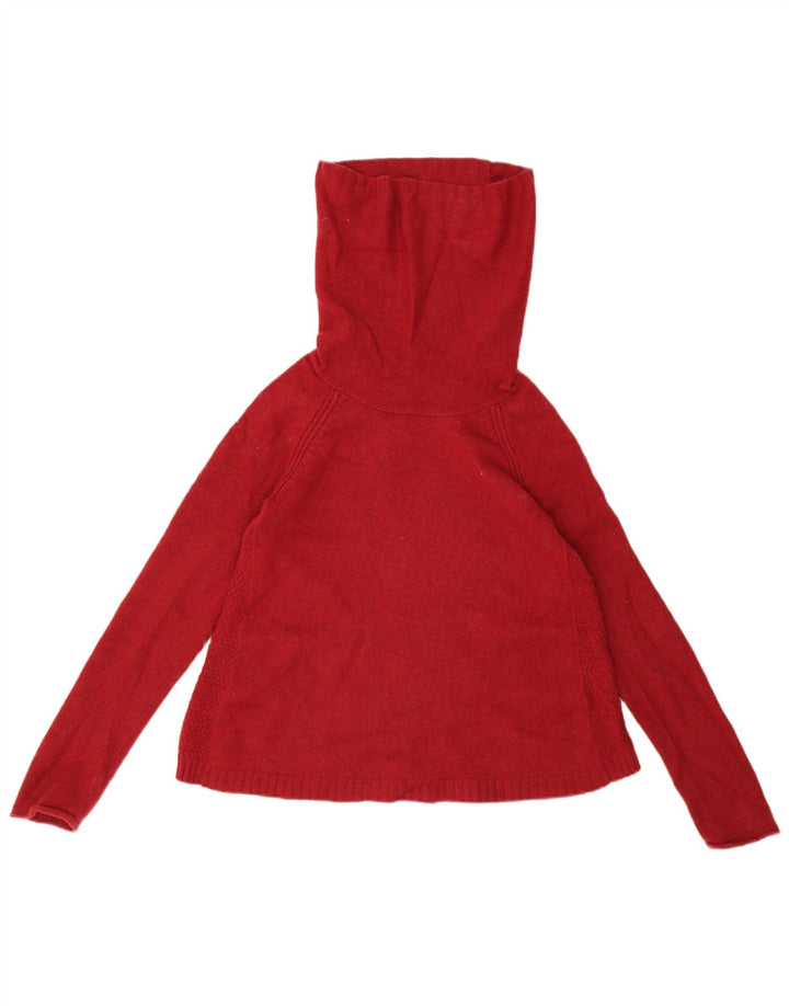 Jigsaw Damen-Pullover mit Rollkragen, UK 12, mittelrote Lammwolle
