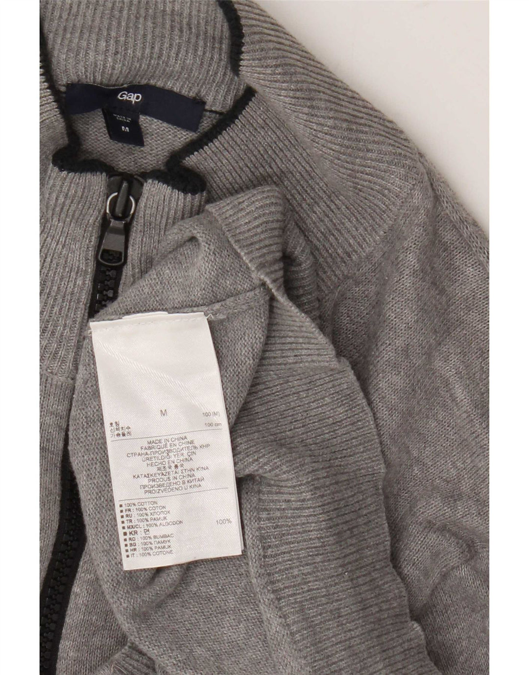 Gap Herren-Strickjacke aus mittelgrauer Baumwolle