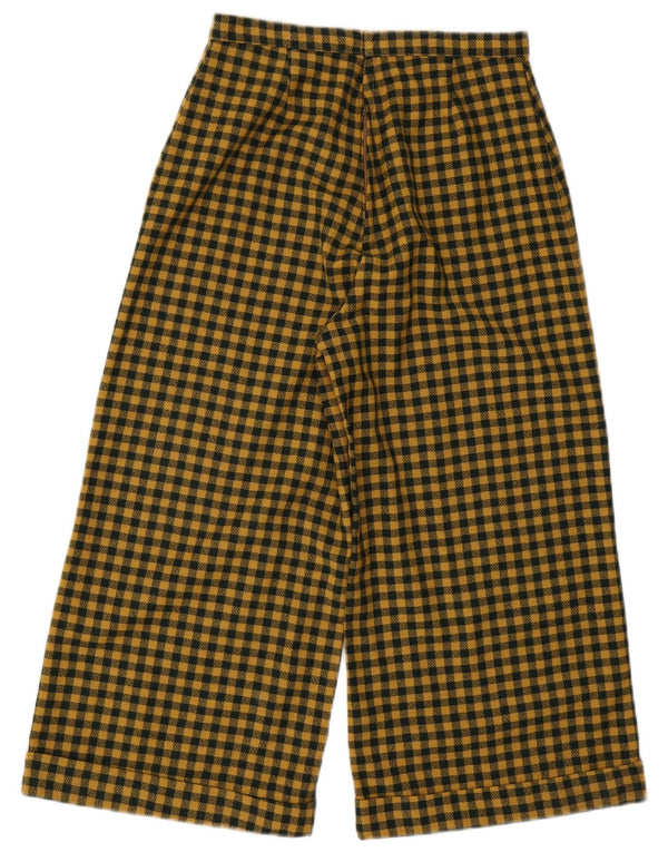 Vintage Damen Capri-Hose mit hoher Taille, W28, L22, gelber Gingham-Karo