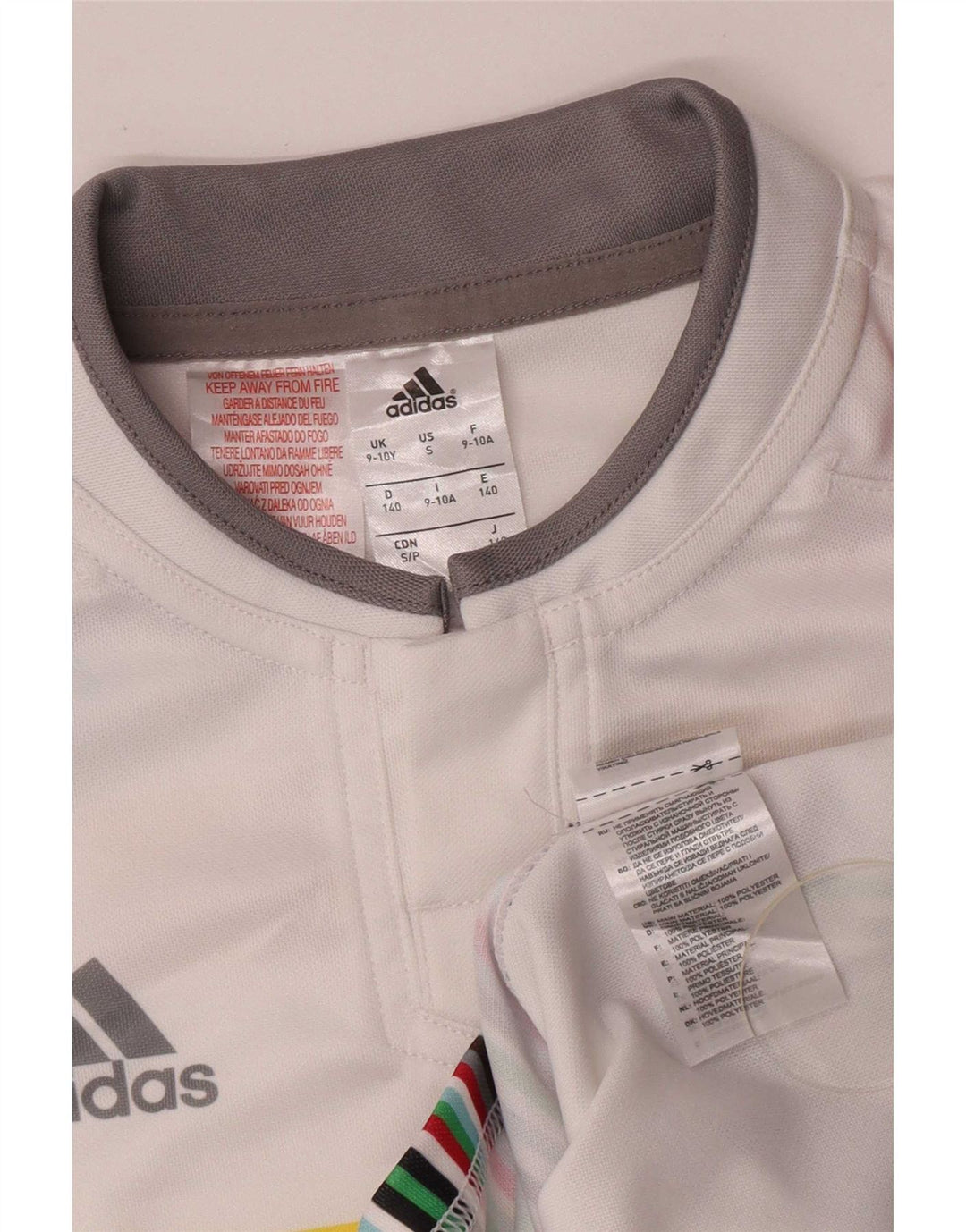 Adidas Jungen T-Shirt mit Grafik, 9–10 Jahre, weißes Polyester