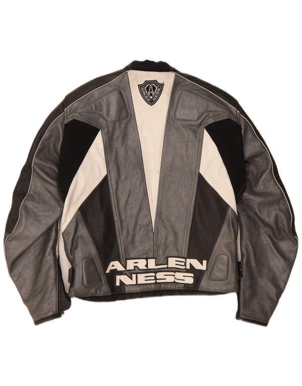 Arlen Ness Herren-Bikerjacke mit Grafik, Größe 54, großes graues Motorrad