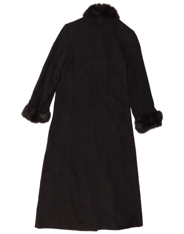 Marks & Spencer Damen Langer Mantel UK 16 Large Schwarz Schurwolle